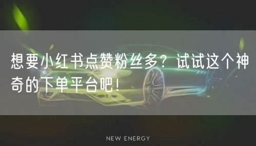 想要小红书点赞粉丝多？试试这个神奇的下单平台吧！