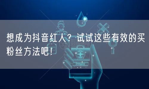 想成为抖音红人？试试这些有效的买粉丝方法吧！