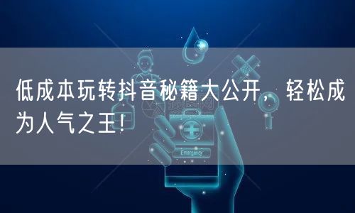 低成本玩转抖音秘籍大公开，轻松成为人气之王！