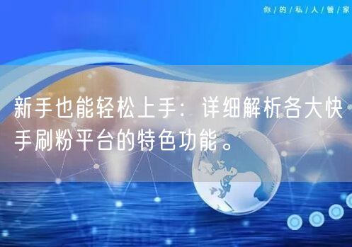 新手也能轻松上手：详细解析各大快手刷粉平台的特色功能。