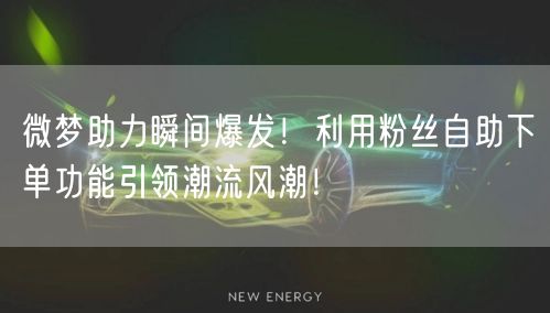 微梦助力瞬间爆发！利用粉丝自助下单功能引领潮流风潮！
