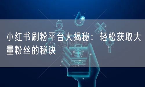 小红书刷粉平台大揭秘：轻松获取大量粉丝的秘诀