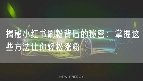 揭秘小红书刷粉背后的秘密：掌握这些方法让你轻松涨粉