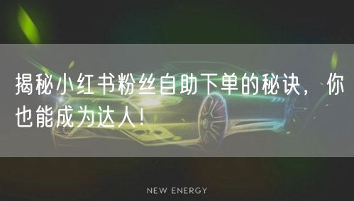 揭秘小红书粉丝自助下单的秘诀，你也能成为达人！