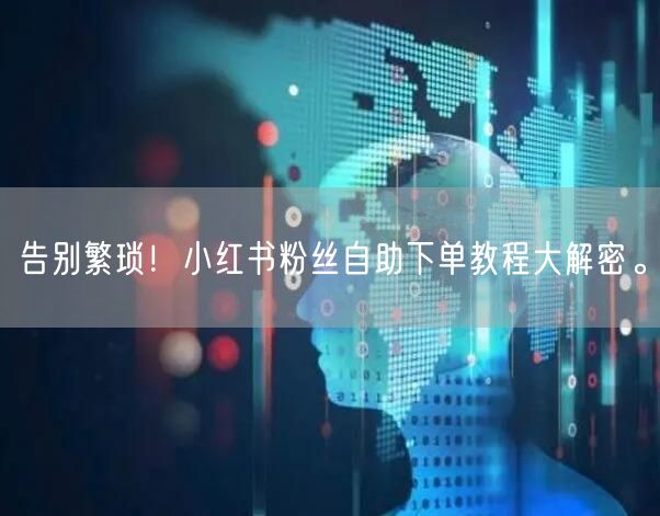 告别繁琐！小红书粉丝自助下单教程大解密。