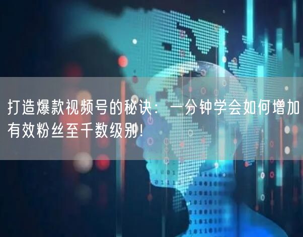 打造爆款视频号的秘诀：一分钟学会如何增加有效粉丝至千数级别！