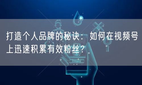 打造个人品牌的秘诀：如何在视频号上迅速积累有效粉丝？