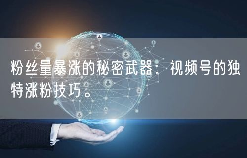 粉丝量暴涨的秘密武器：视频号的独特涨粉技巧。
