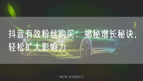 抖音有效粉丝购买：揭秘增长秘诀，轻松扩大影响力
