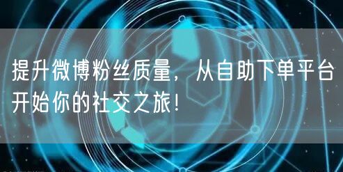 提升微博粉丝质量，从自助下单平台开始你的社交之旅！