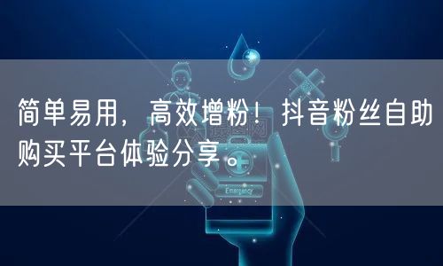 简单易用，高效增粉！抖音粉丝自助购买平台体验分享。