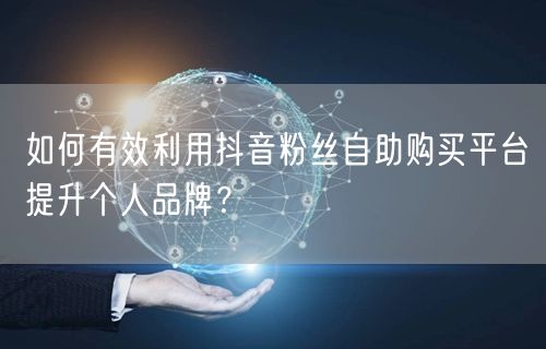 如何有效利用抖音粉丝自助购买平台提升个人品牌？