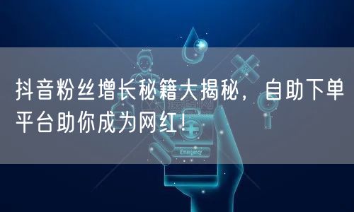 抖音粉丝增长秘籍大揭秘，自助下单平台助你成为网红！