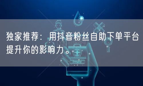 独家推荐：用抖音粉丝自助下单平台提升你的影响力。