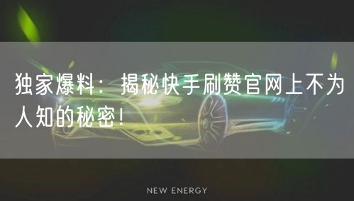 独家爆料：揭秘快手刷赞官网上不为人知的秘密！