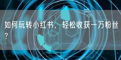 如何玩转小红书，轻松收获一万粉丝？