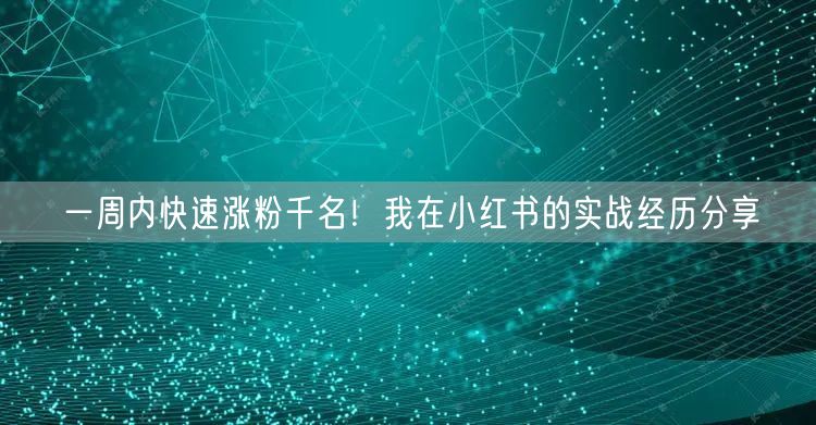 一周内快速涨粉千名！我在小红书的实战经历分享