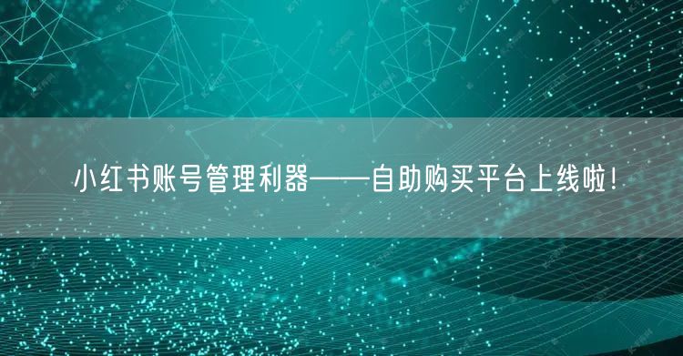 小红书账号管理利器——自助购买平台上线啦！