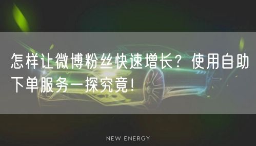 怎样让微博粉丝快速增长？使用自助下单服务一探究竟！