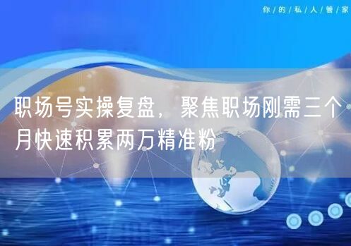 职场号实操复盘,聚焦职场刚需三个月快速积累两万精准粉